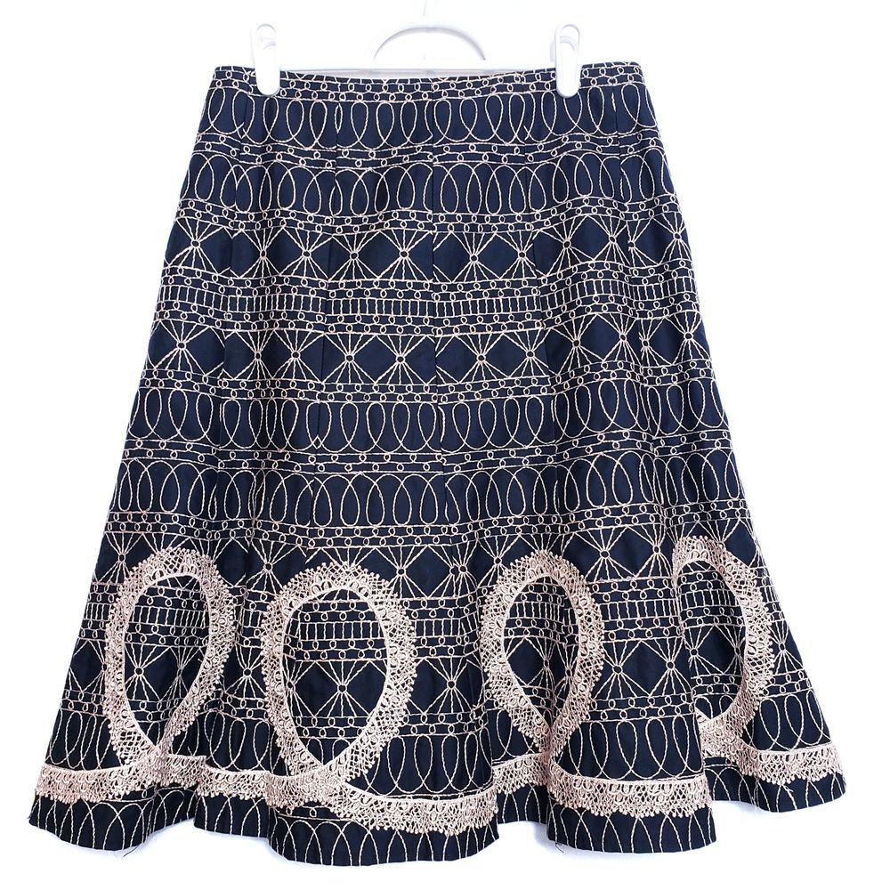 Nanette Lepore Black Rose Gold Embroidered Skirt Size 8